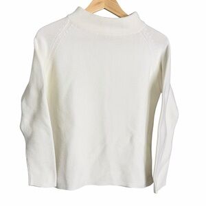 Kinross Winter White Garter Stitch Funnel Neck Sweater